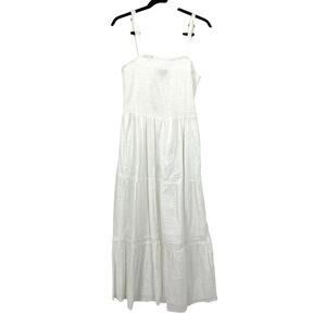 Nation AK Outfits Maxi Dress Womens Size XL White Shirred Top Eyelet Detail NEW